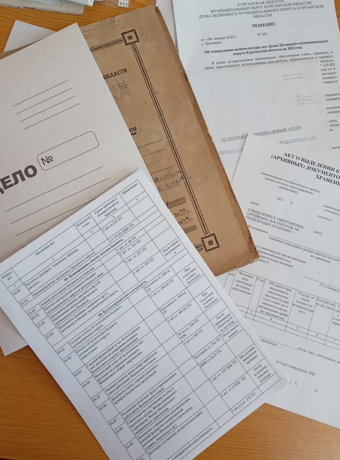 Информация для  источников комплектования  архива Целинного МО..