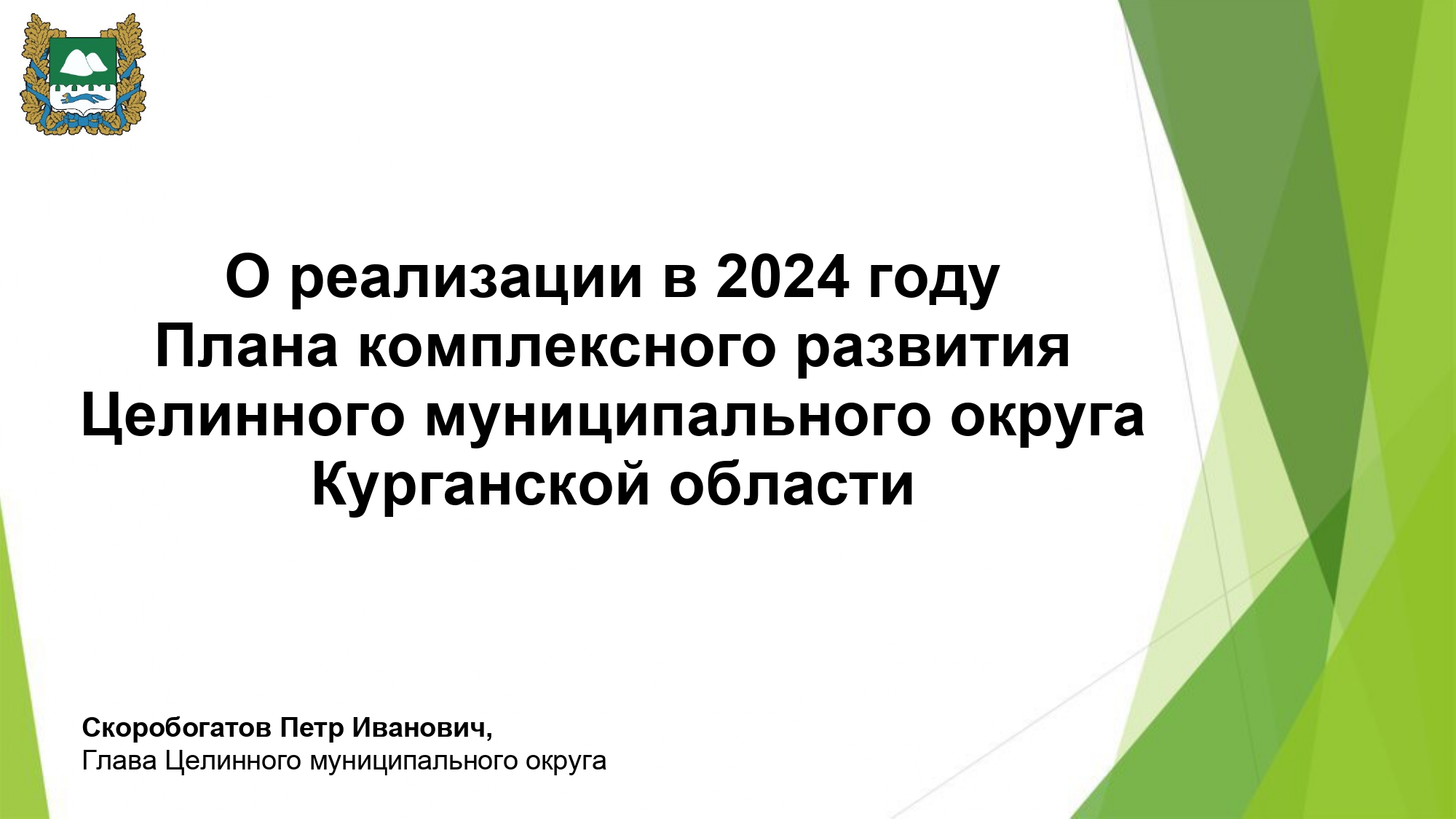 О реализации в 2024 году Плана комплексного развития Целинного муниципального округа Курганской области.